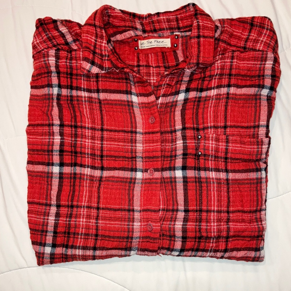 Free People red plaid flannel